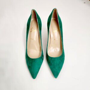NWOB - Christian Louboutin Green Suede 100mm Heel Pumps Euro Size 40 US 9.5